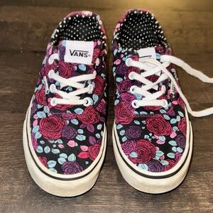 Vans Black Canvas Sneakers with Floral Print